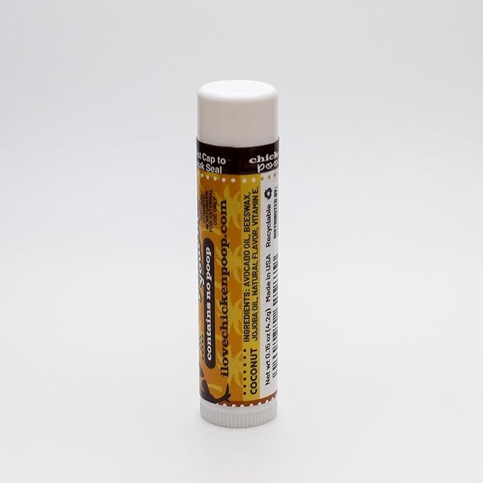 .15 oz. Chicken Poop® COCONUT FLAVOR Lip Junk for Dry, Chapped Lips, SINGLE LIP BALM