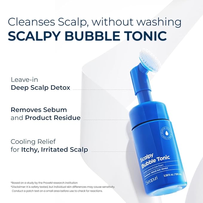 Bubble Tonic | Leave-In Scalp Exfoliator Foam for Oily, Sweaty, or Itchy Roots | Clears Buildup & Sweat with No Residue | Cooling Relief with Menthol & Salicylic Acid | Korean Hair Care Detox