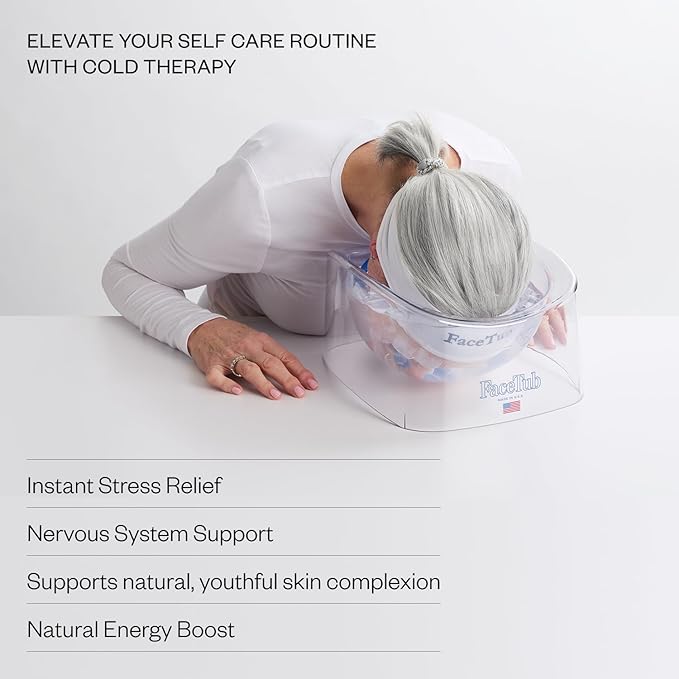 Cold Ice Bath, Premium Face Bowl For Ice, Face Tub Facial Cold Plunge to Support Skin Health & Relaxation, Facial Cold Plunge with Breathing Tubes, Combine Deep Breathing & Cold Plunge