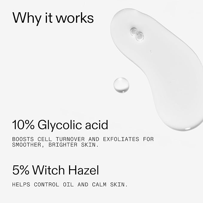 The INKEY List 10% Glycolic Acid Toner 3.4 Fl Oz, Includes Witch Hazel, Pore Minimising Toner, Brightens Skin, Vegan Friendly, Suitable for Normal/Oily Skin