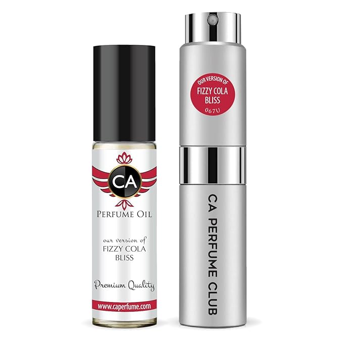 CA Perfume Duo Impression of Fizzy Cola Bliss For Women And Men Perfume Layering Set Long Lasting Travel Size EDP + Body Oil Roll-On Bottle 0.27 Fl Oz+0.33 Fl Oz