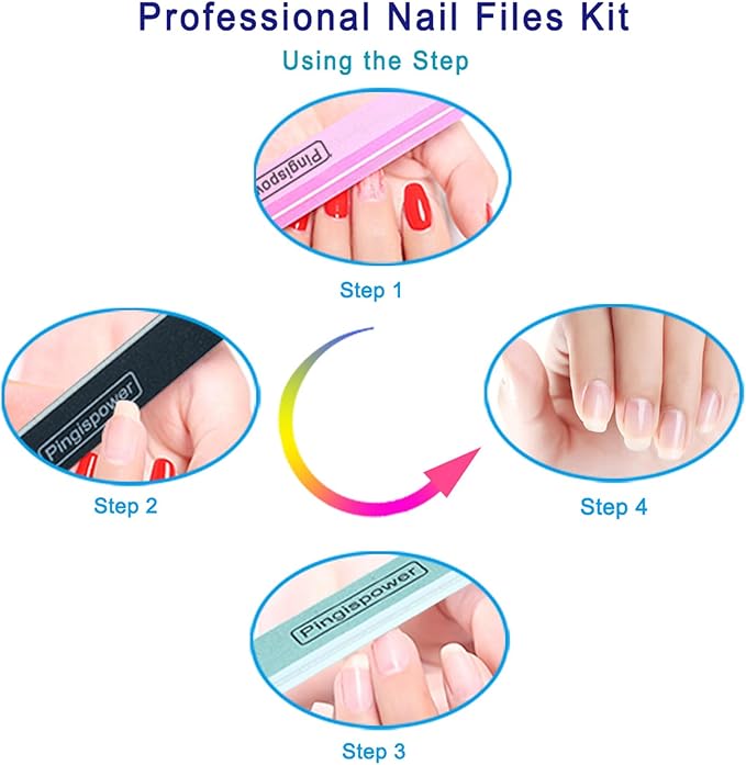 Nail File and Buffer, 15PCS Professional Emery Boards Nail Files and Buffers Block for Natural Nails, 100/180 & 600/3000 Grit Double Sided & Reusable Manicure Pedicure Tools for Home Salon