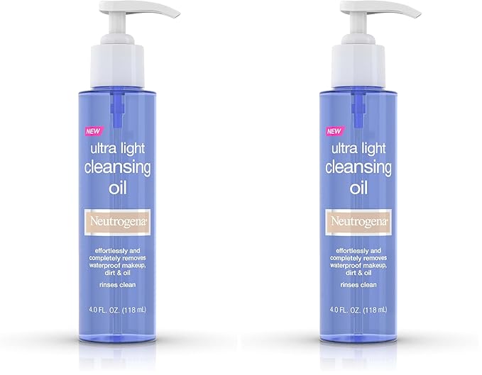 Neutrogena Ultra Light Facial Cleansing Oil & Makeup Remover, Non-Comedogenic Face Cleanser to Remove Dirt, Oil, Makeup & Waterproof Mascara, 4 fl. oz (Pack of 2)