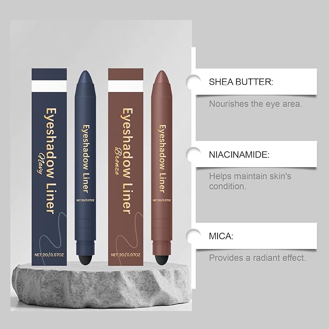 Mitlume Perfect Color Duo-Shadow Liner 2-in-1 Eyeliner & Eyeshadow,Chiura Plum Eyeshadow Stick,Waterproof Smudge-Proof Long-Lasting Makeup, Effortless Smoky or Natural Eye Makeup,Easy to Color(02+05)