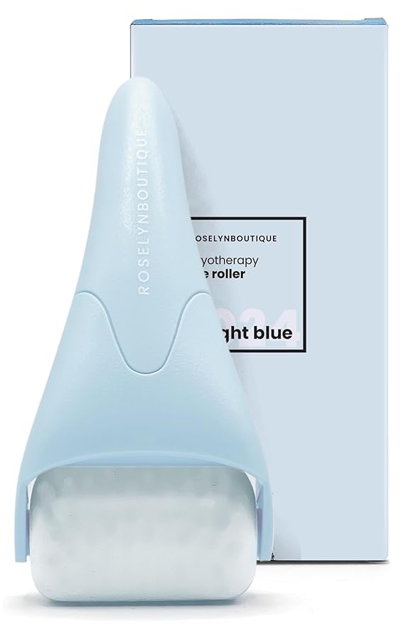 ROSELYNBOUTIQUE Ice Roller for Face Wrinkles Fine Lines Puffiness Stick Massager Facial Skin Care Tools Self Care Gifts for Men Women (Light Blue)