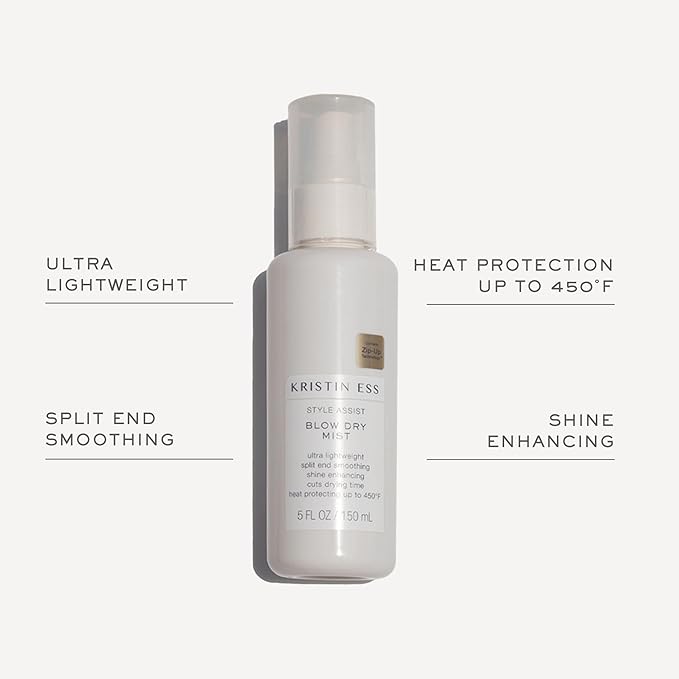 Kristin Ess Hydrating Heat Protection Spray for Hair - Blow Dry Frizz Control + Shine Enhancing -Anti Humidity Thermal Heat Protectant Spray - Repair + Protect Hair Up to 450 Degrees - Pear Fragrance
