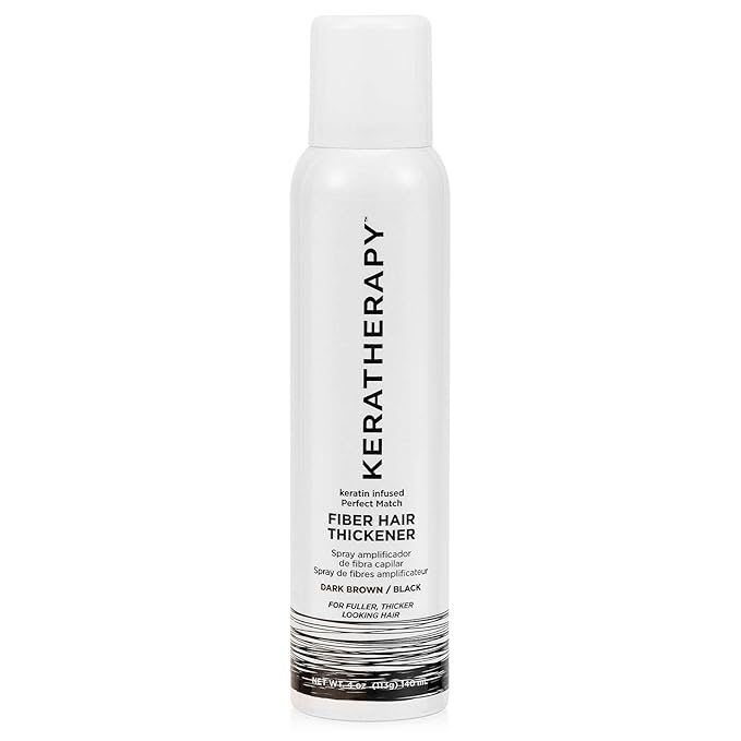 Keratherapy Keratin Infused Perfect Match Fiber Hair Thickener Spray, Dark Brown to Black, 4 fl. oz., 140 ml - Volumizing, Thickening, & Concealing Hairspray for Scalp Coverage, Roots & Thinning Areas