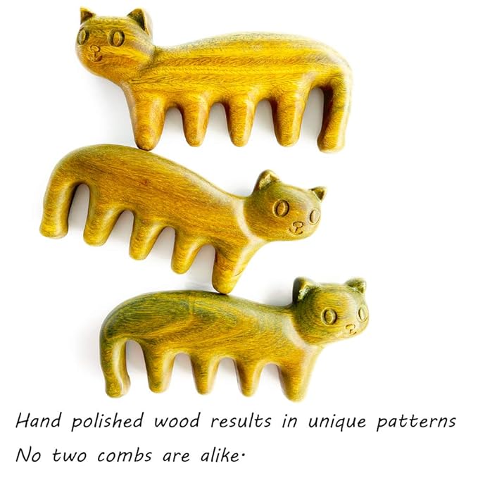 Sitronugras Natural Wood Wide Tooth Hair Comb Head Scalp Massage No Static Green Sandalwood Hair Pick Wooden Comb for Men and Women