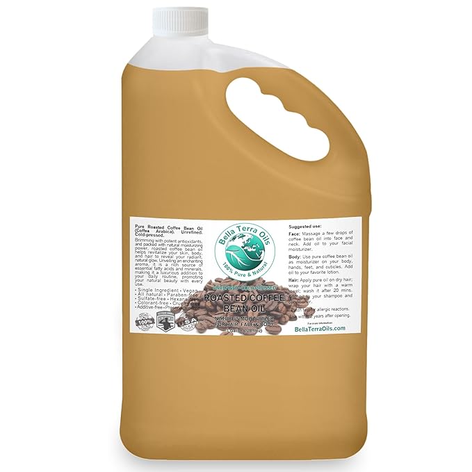 Bella Terra Oils Premium Roasted Coffee Bean Oil – 1 gallon, Carrier Oil, Aromatic, Antioxidant-Rich, for Skin & Hair Care