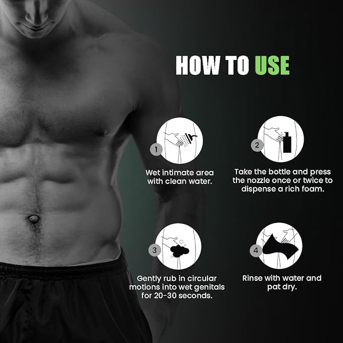 Skin Elements Intimate Wash for Men with Menthol | pH Balanced Foaming Intimate Wash | Jabon Intimo Hombre | Controls Bad Odor and Sweat | Cools and Refreshes Intimate Area | 4.05 fl. Oz.