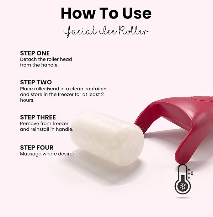 ROSELYNBOUTIQUE Ice Roller for Face Wrinkles Fine Lines Puffiness Stick Massager Facial Skin Care Tools Self Care Gifts for Men Women (Red)