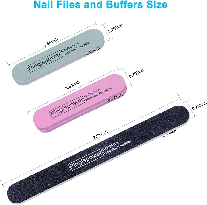 Nail File and Buffer, 16PCS Professional Emery Boards Nail Files & Buffers Block for Natural Nails,100/180 & 600/3000 Grit Double Sided & Reusable Manicure Pedicure Tools for Home & Salon