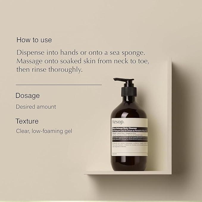 Aesop Citrus Melange Body Cleanser Refill | Gentle Low-Foaming Gel Cleanser For Skin | Citrus Aroma with Botanical Extracts | 16.9 oz / 500 mL