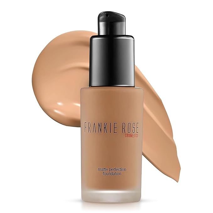 Frankie Rose Cosmetics Matte Perfection Foundation Makeup – Long-Lasting, Hydrating Foundation for Semi-Matte Finish - Full Coverage for All Skin Types - (Oatmeal Blend) 1.0 US fl oz / 30 ml