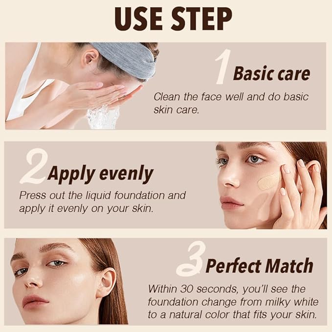 4-in-1 Color Changing Foundation, Medium Coverage, SPF 50, Hypoallergenic, 2 Pack (1 Fl Oz Each)