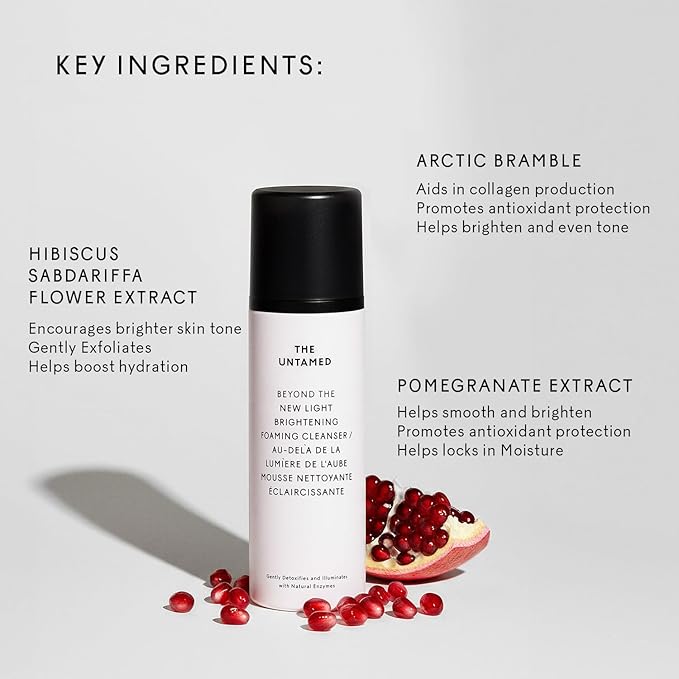 The Untamed Beyond the New Light Brightening Foaming Cleanser – Hydrating Facial Cleanser for Sensitive Skin –Gentle Daily Face Wash with Hibiscus, Pomegranate & Cacao – 4.2 fl oz