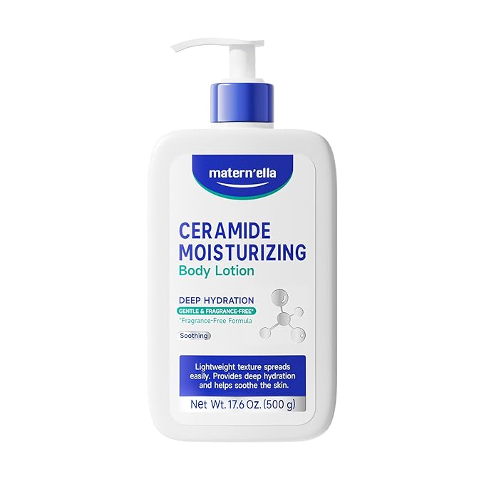 matern'ella Ceramide Body Lotion for Dry & Sensitive Skin - Daily Moisturizer with Niacinamide & 4 Ceramides (NG, AP, NP, EOP) 48H Hydration, Fragrance, Paraben, Non-Greasy 17.6 Oz
