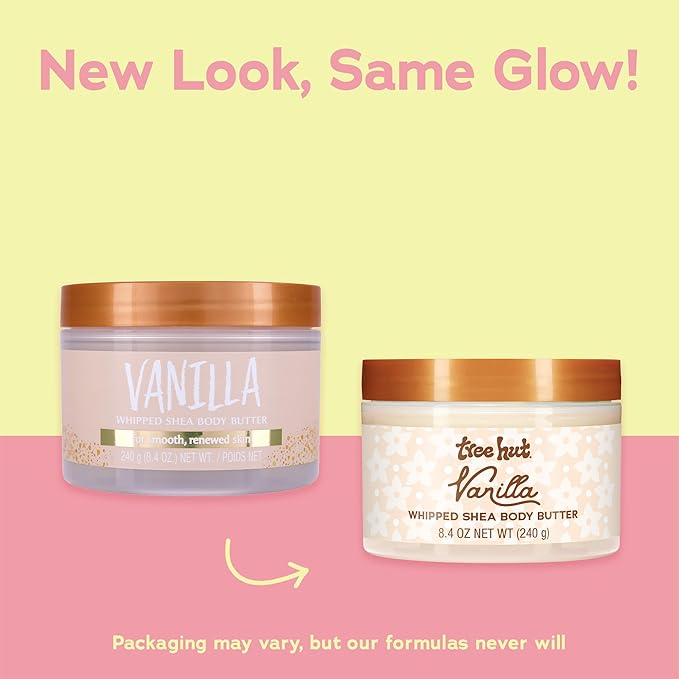 Tree Hut Vanilla Whipped Shea Body Butter, Long-Lasting Hydration for Soft, Smooth Skin, Nourishing Essential Body Care, Lightweight Moisturizer, 8.4 fl oz