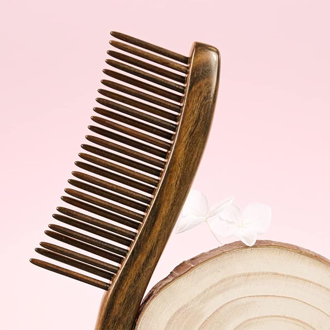 TAN MUJIANG Wooden Hair Comb Wide-tooth Inserted Teeth for Women Curly Hair (CQCGB0302)