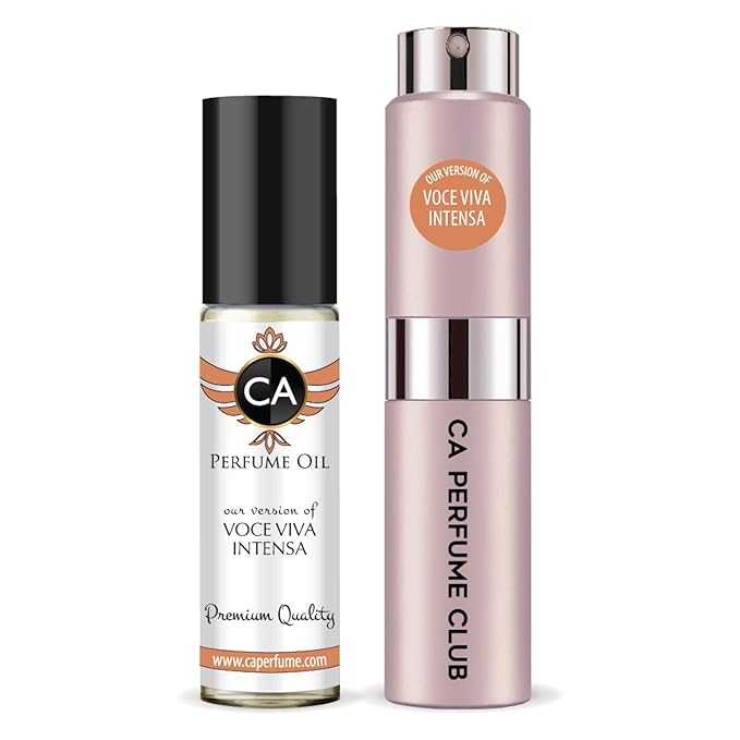 CA Perfume Duo Impression of Voce Viva Intensa For Women Perfume Layering Set Long Lasting Travel Size EDP + Body Oil Roll-On Bottle 0.27 Fl Oz+0.33 Fl Oz