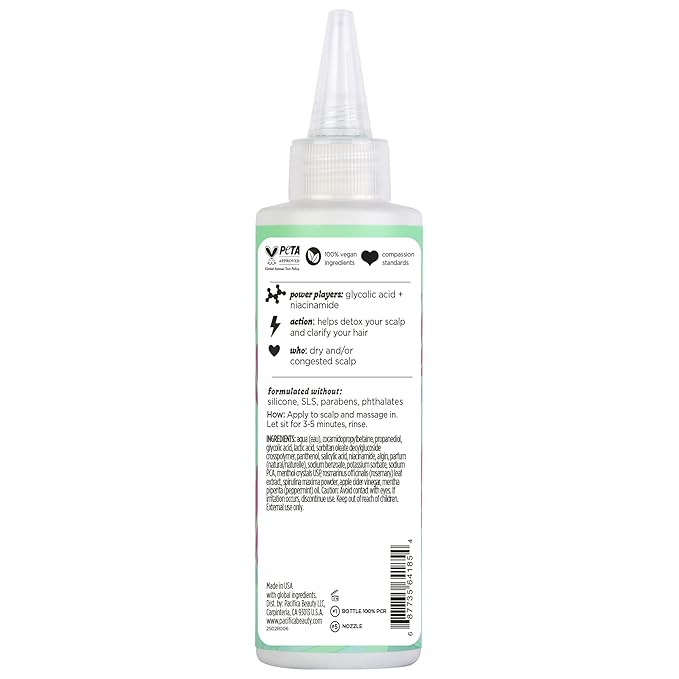 Pacifica Scalp Detox Tonic – Scalp Exfoliator with Glycolic & Salicylic Acid for Clarifying Build Up & Purifying – Infused with Rosemary to Support an Itchy, Dry Head – Vegan & Cruelty-Free – 5 oz