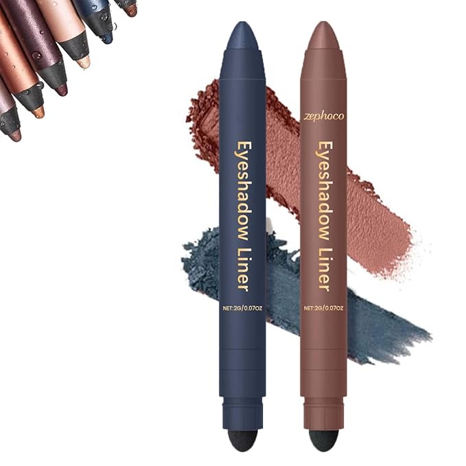 Mitlume Perfect Color Duo-Shadow Liner 2-in-1 Eyeliner & Eyeshadow,Chiura Plum Eyeshadow Stick,Waterproof Smudge-Proof Long-Lasting Makeup, Effortless Smoky or Natural Eye Makeup,Easy to Color(02+05)