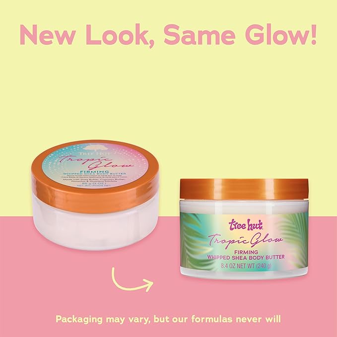 Tree Hut Tropic Glow Whipped Shea Body Butter, Long-Lasting Hydration for Soft, Smooth Skin, Lightweight Moisturizer, 8.4 fl oz
