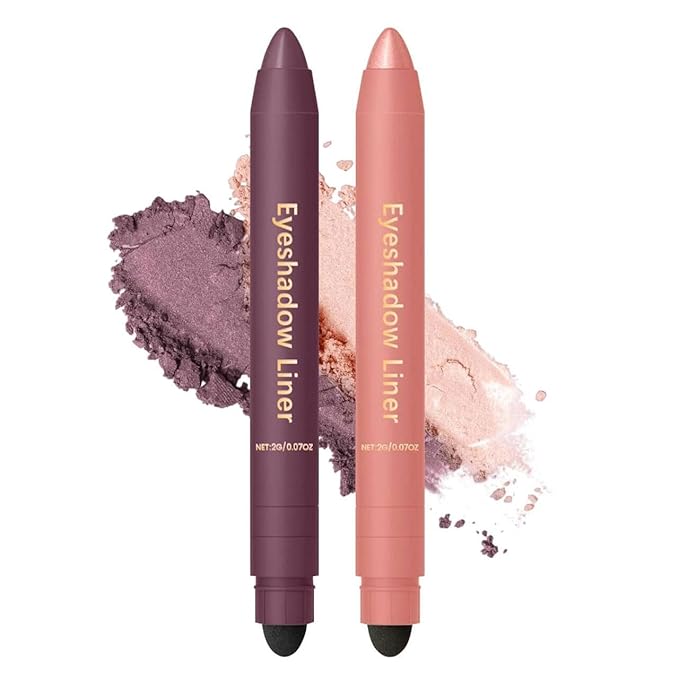 Mitlume Perfect Color Duo-Shadow Liner 2-in-1 Eyeliner & Eyeshadow,Chiura Plum Eyeshadow Stick,Waterproof Smudge-Proof Long-Lasting Makeup, Effortless Smoky or Natural Eye Makeup,Easy to Color(01+06)