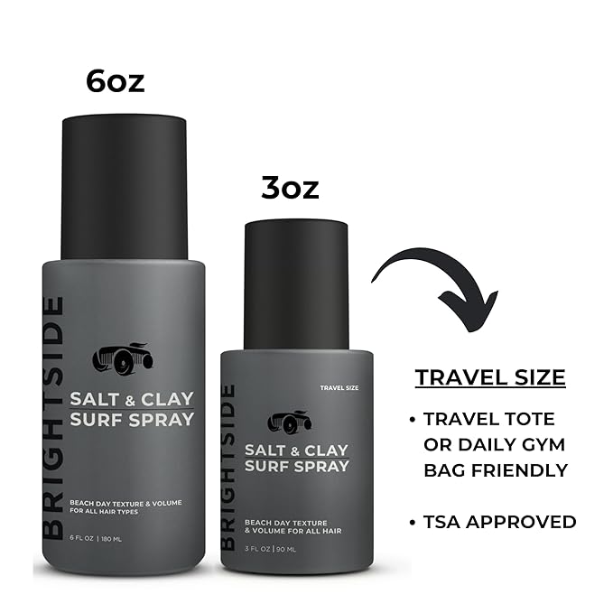 Salt & Clay Surf Spray - Instant Volume & Texture for Thicker Hair - Natural Sea Salt Spray for Men & Women - Hydrate with Light Hold, Alcohol-Free, Clean ingredients, 3oz Travel Approved