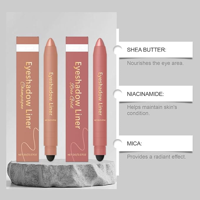 Mitlume Perfect Color Duo-Shadow Liner 2-in-1 Eyeliner & Eyeshadow,Chiura Plum Eyeshadow Stick,Waterproof Smudge-Proof Long-Lasting Makeup, Effortless Smoky or Natural Eye Makeup,Easy to Color(06+03)