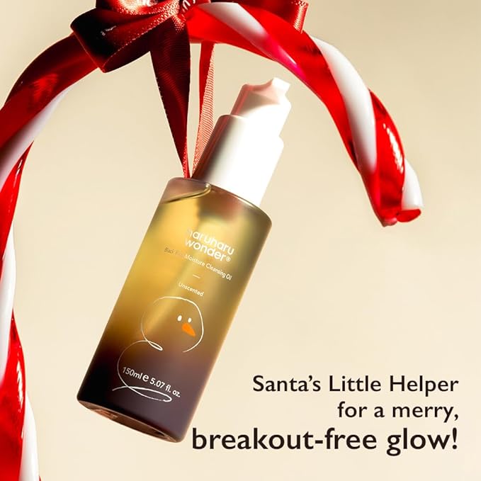 HARUHARU wonder Black Rice Moisture Cleansing Oil, (Christmas Limited Edition), Korean Facial Cleanser, Makeup Remover, Holiday stocking stuffers, 5.07 fl.oz