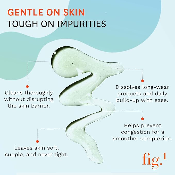 Fig.1 Micellar Oil Cleanser Refill for Face - Makeup Remover Cleansing oil, Facial Cleanser - Squalane & Grapeseed Oil Formula, Cleanse without Clogging Pores, Acne-Prone Facial Skincare, 3.4 Fl/Oz