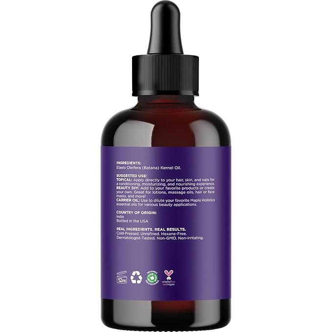 Pure Batana Oil for Hair Care - Cold Pressed 100% Batana Oil for Hair Skin & Nails - Moisturizes & Nourishes to Support Radiance - Vegan Non-GMO Hexane Free Dermatologist Tested (4 Fl Oz)