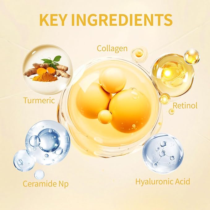 Turmeric Overnight Mask, Peel off Face Mask, Bio-Collagen Real Deep Mask, Turmeric Night Wrapping, Vitamin C, Gentle Cleansing, Moisturizing, Nourishing (with Brush)