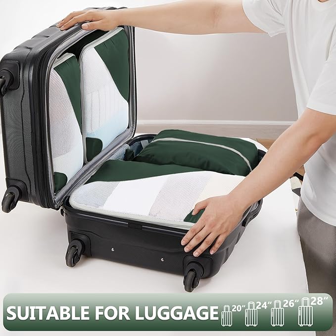 8 Set Packing Cubes for Travel,Christmas Gifts for Women Mom,Anti-Tearing Suitcase Organizer for Luggage with Shoe &Toiletry Bag,OlarHike Vacation Essentials & Accessories for Cruise Ship,Dark Green