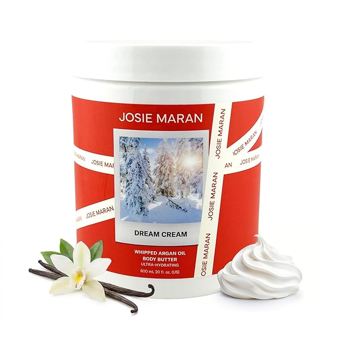 Josie Maran Whipped Body Butter - Skin Firming Body Cream with Argan Oil, Whipped Shea Butter, Avocado Oil & Essential Fatty Acids - Radiance-Boosting Skincare - Dream Cream (20 Fl oz)