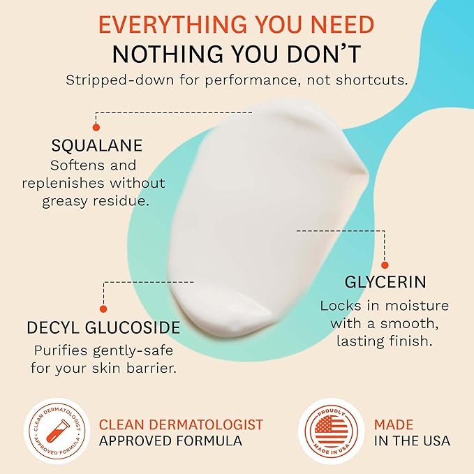 Fig.1 Hydrating Facial Cleanser Refill - Gentle Cream Face Wash for Sensitive Skin - Glycerin & Squalane - Daily Cleanser Face Wash for Women - Facewash Womens Non-Drying Formula - 3.4 oz/100 mL