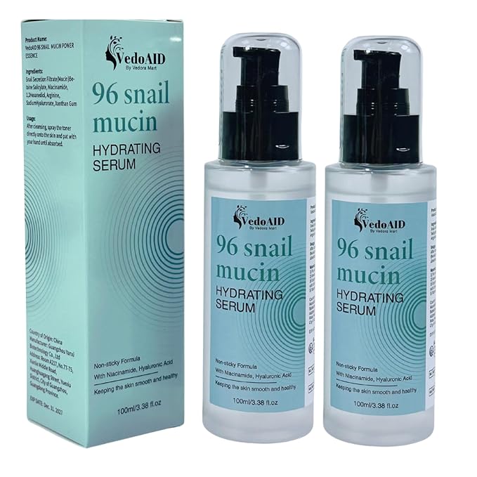 (2Pc) VedoAID Snail Mucin 96% Repair Essence: Advanced Hydrating Serum for Skin Repair, Anti-Aging, and Discoloration Correction (100ml+100ml)