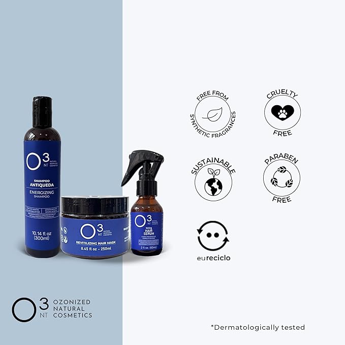 Energizing Shampoo + Revitalizing Mask + Hair Serum - High-Performance Natural Hair Treatment - Ozone Therapy - Strengthens Hair Appearance - Shampoo 10.14 Fl Oz Mask 7.05Fl Oz Serum 2.03 Fl Oz