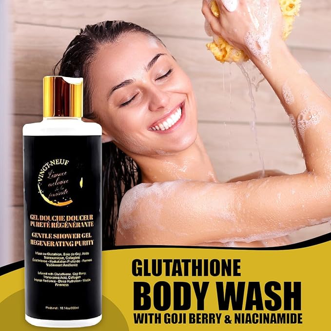(29 Brightening Shower Gel –Glutathione Body Wash with Goji Berry & Niacinamide | Hydrating, Anti-Aging Cleanser for Face & Body | Moisturizing for Sensitive Skin | Paraben-Free (300ml)