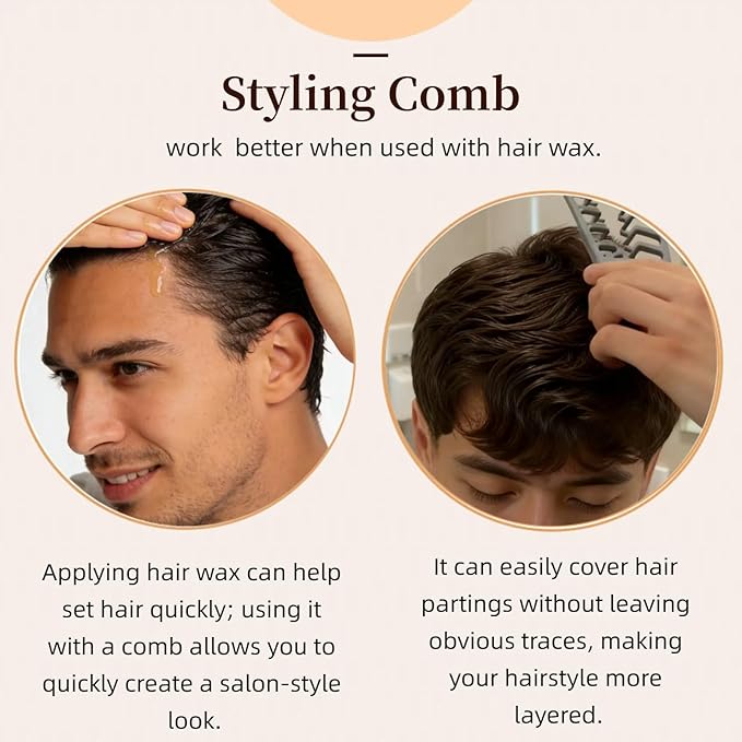 Texture Comb for Men's Curly Hair,Wide Tooth Comb for Wet, Long and Thick Hair.ABS Plastic Fluffy Styling Tool.