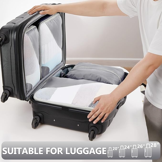 8 Set Packing Cubes for Travel, Anti-Tearing Suitcase Organizer for Luggage with Shoe & Hanging Toiletry Bag,Gifts for Women Mom,OlarHike Vacation Essentials & Accessories for Cruise Ship,Ash