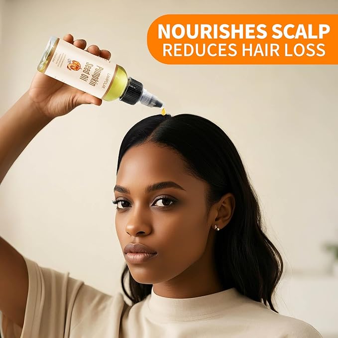 Pumpkin Seed Oil for Hair Growth - 100% Pure, Cold Pressed, Natural Hair Growth Oil - Deeply Moisturizing Scalp, Strong Roots and Thick Hair, 2 Fl Oz