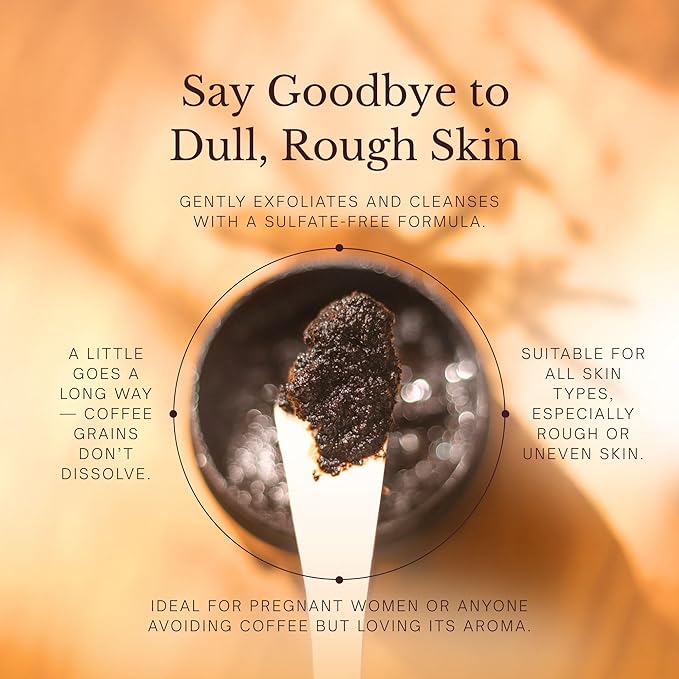 JUARA Invigorating Coffee Scrub - Exfoliating Body Scrub with Sumatra Coffee Beans & Rice Protein - Sulfate-Free Body Exfoliator for Smooth Skin, Indonesian Jamu Formula, 8 oz