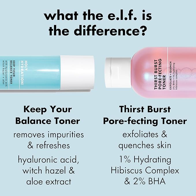 e.l.f. Thirst Burst Pore-fecting Toner Mini, Hydrating & Exfoliating for Face, Smooths, Plumps, Pore-Minimizing, Infused with Salicylic Acid, Vegan & Cruelty-Free