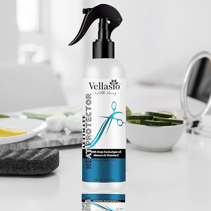 VELLASIO Heat Protetion Spray For Hair With moroccan argan oil For Anty Frizz Shine And Soft Hair With Hair Styling Spray With No sulphate And No parabean