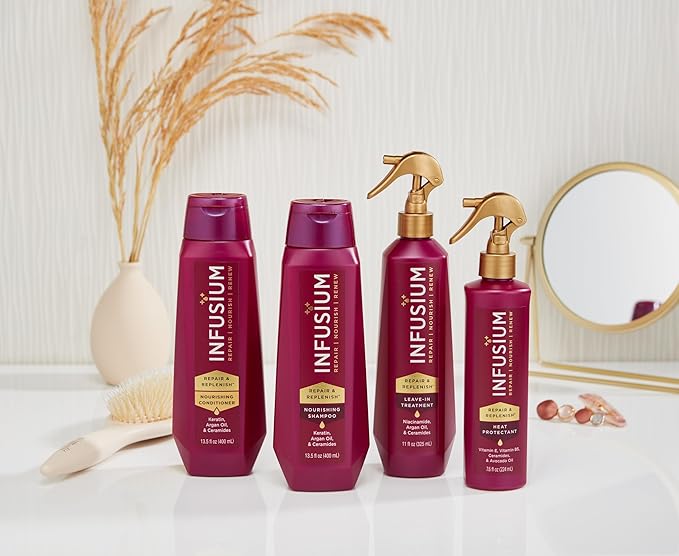 Infusium Repair and Replenish Heat Protector - Nourishing Heat Protection Spray for Hair with Vitamin E and Avocado Oil - Moisture Lock - 7.6 oz (Pack of 2)