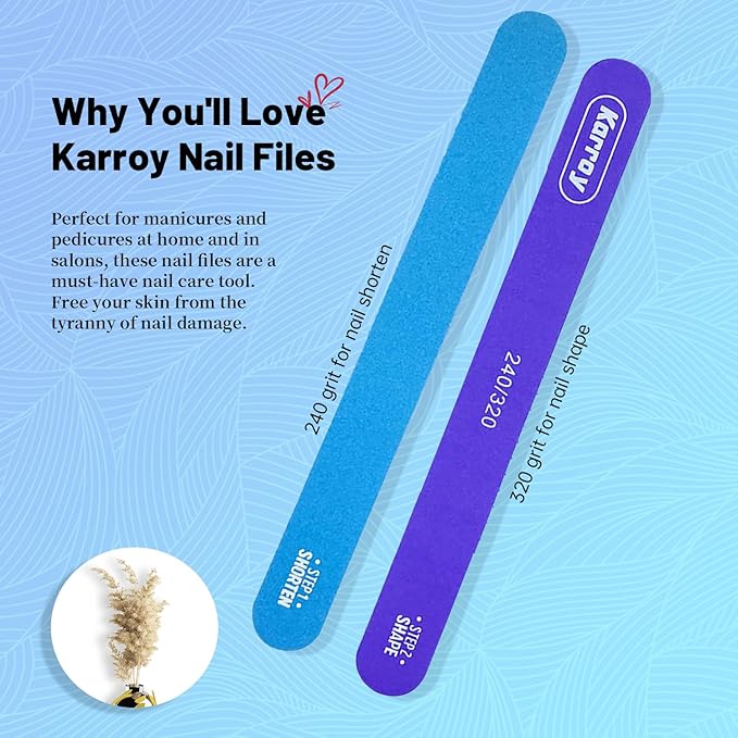 Nail File and Buffer for Natural Nails Dual Sided 2 Steps Shorten and Shape Nail Tools 20pcs 240/320 Grit