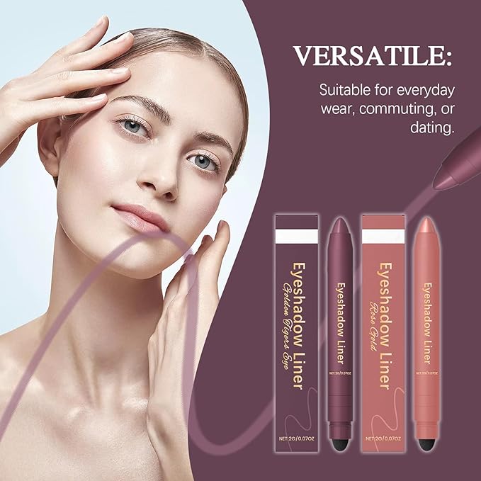 Mitlume Perfect Color Duo-Shadow Liner 2-in-1 Eyeliner & Eyeshadow,Chiura Plum Eyeshadow Stick,Waterproof Smudge-Proof Long-Lasting Makeup, Effortless Smoky or Natural Eye Makeup,Easy to Color(01+06)