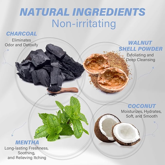 Charcoal Underarm Body Scrub for Odor Contro Bumps Dark Armpits Spots Remover, Armpit Detox & Bikini Area Exfoliator, Exfoliating Moisturizing Natural Deodorant Scrub for Women & Men, 7.7 Oz